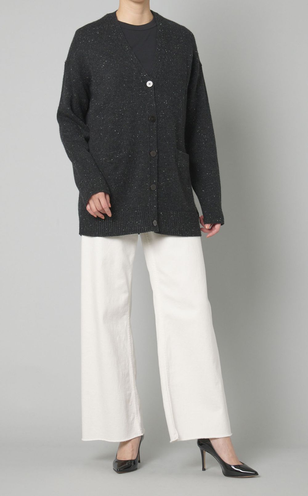 ミックスウールVネックカーディガン