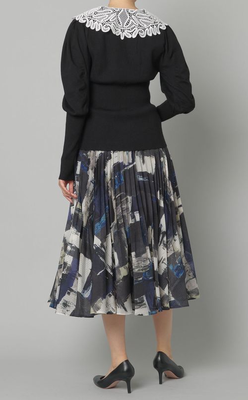 レースカラーニットカーディガン