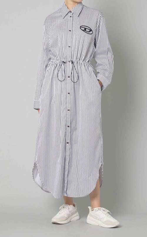ドローコードストライプシャツワンピース