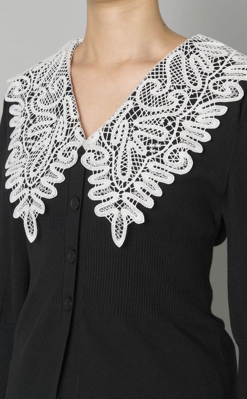 レースカラーニットカーディガン