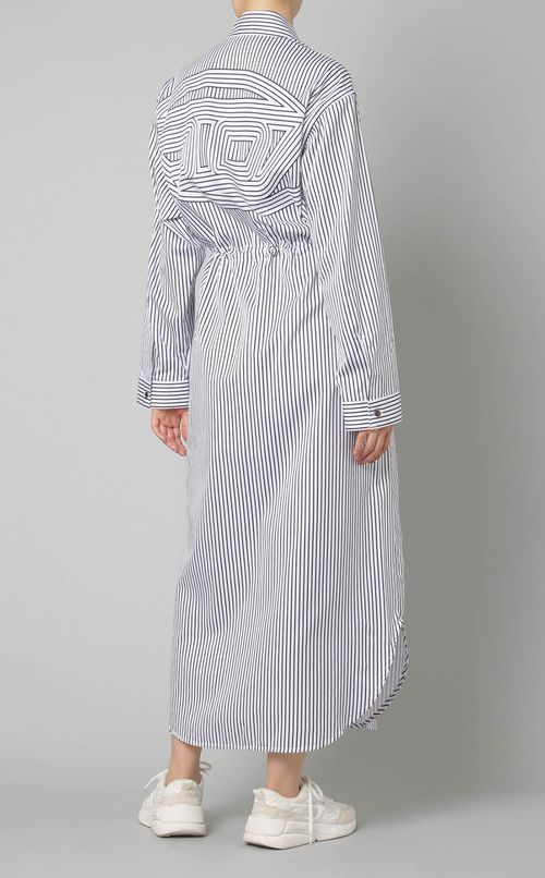 ドローコードストライプシャツワンピース