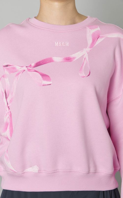 リボンプリン卜スウェットプルオーバー