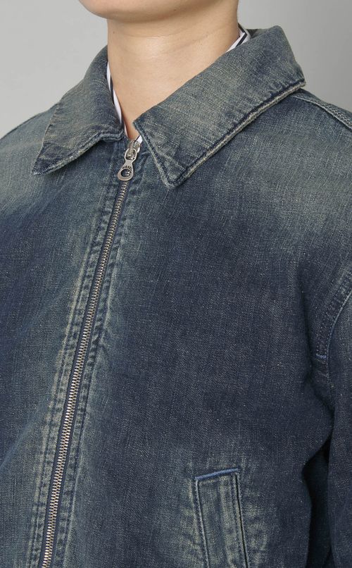 ウォッシュドデニムジップブルゾン