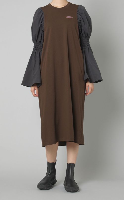 パフスリーブ切替ワンピース