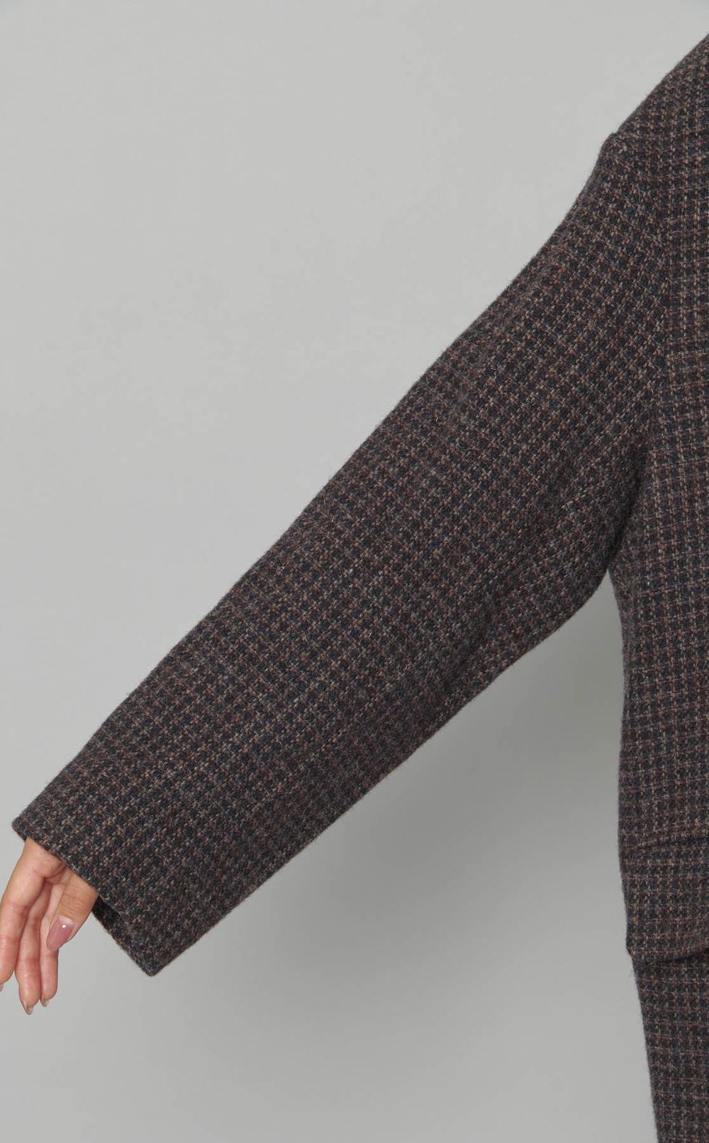 ウールチェックテーラードミディコート