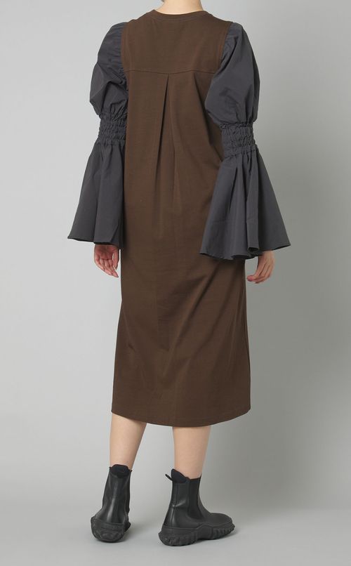 パフスリーブ切替ワンピース