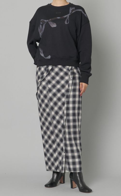 ボタンスリットチェックワンピース