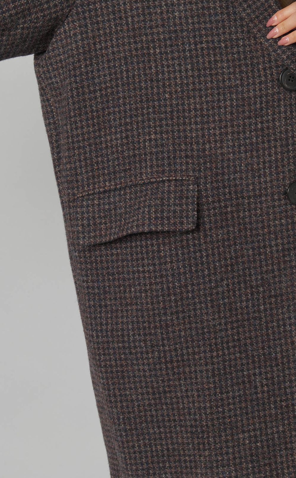 ウールチェックテーラードミディコート