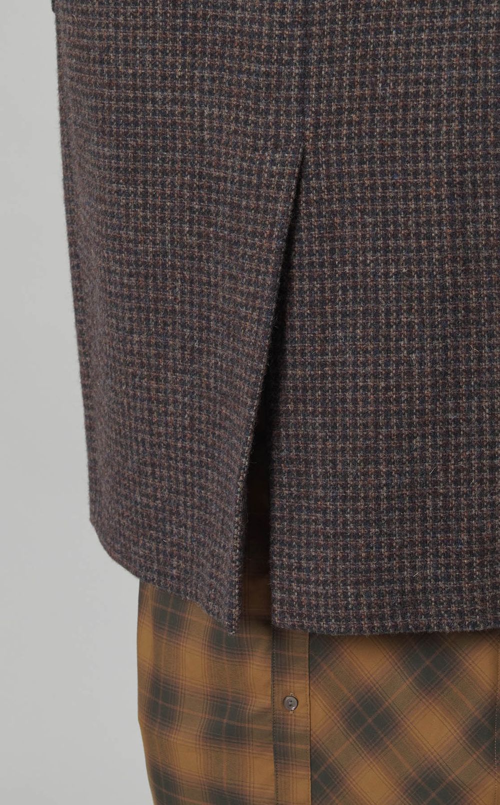 ウールチェックテーラードミディコート