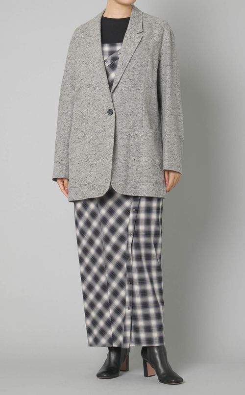 ボタンスリットチェックワンピース