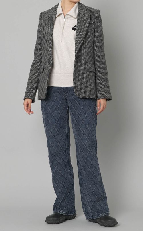 ハーフジップドルマンスリーブトップス