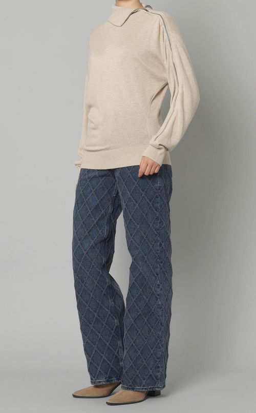 サイドジップハイネックニットプルオーバー