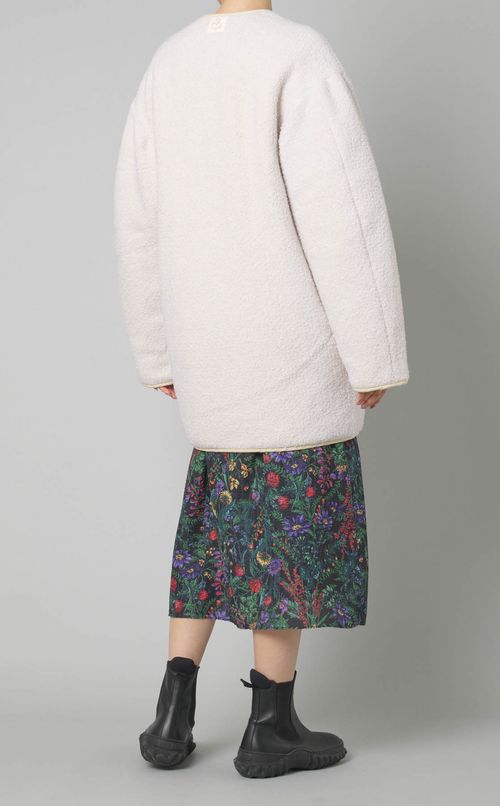 ノーカラー中綿ボアショートコート