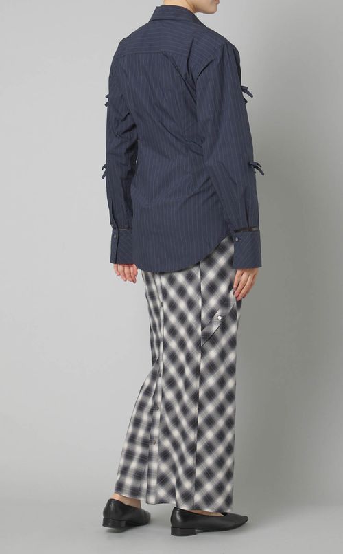 リボンディティールストライプシャツ