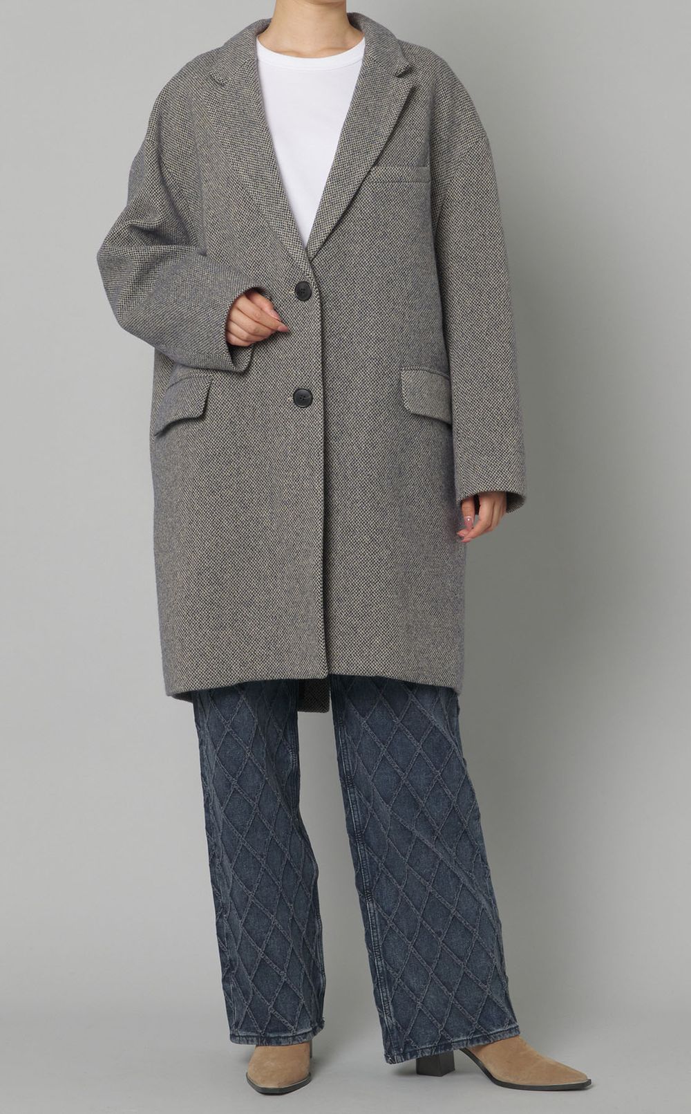 ウールヘリンボーンシングルコート