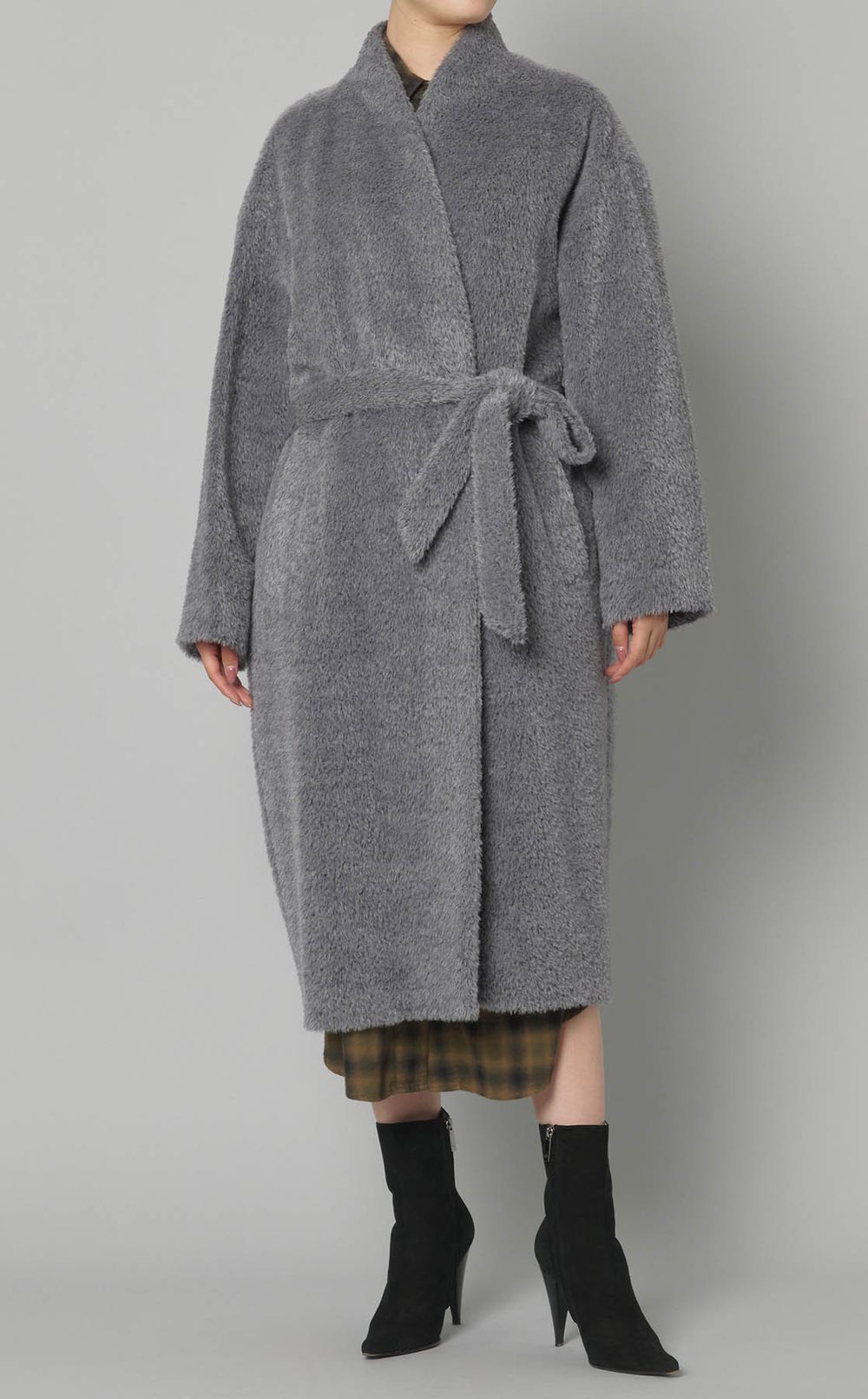 ウールベルテッドガウンコート