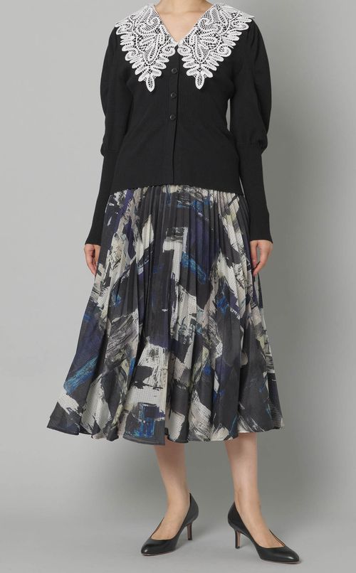 レースカラーニットカーディガン