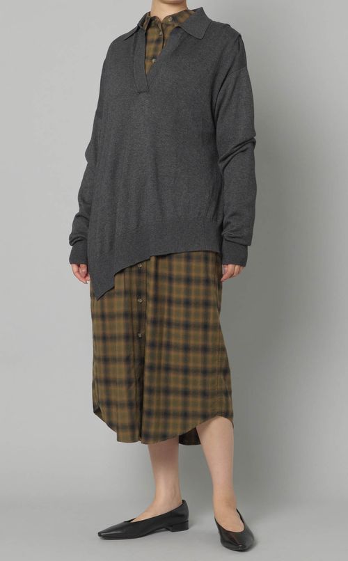 オンブレチェックシャツワンピース