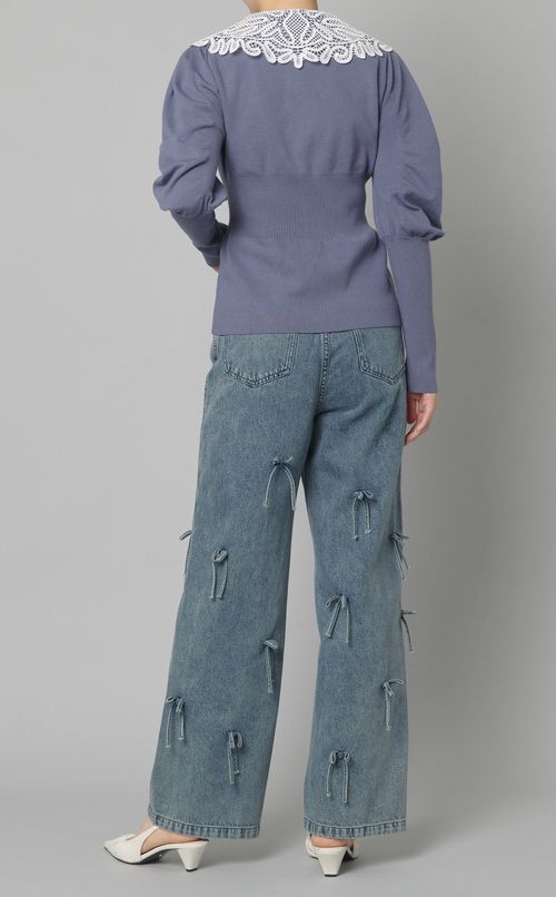 レースカラーニットカーディガン