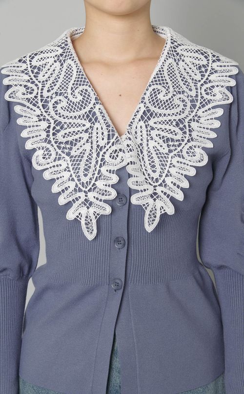 レースカラーニットカーディガン
