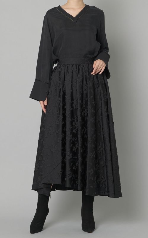 フラワージャガードフレアスカート