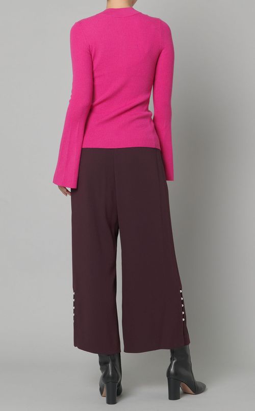 フレアスリーブウールリブニット