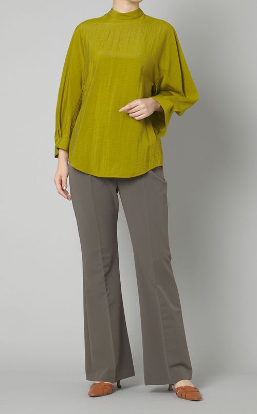 スタンドネックビッグスリーブブラウス