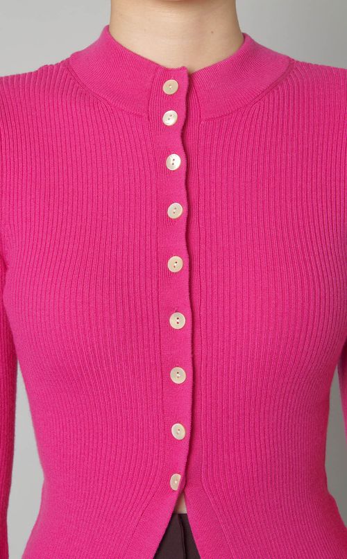 フレアスリーブウールリブニット