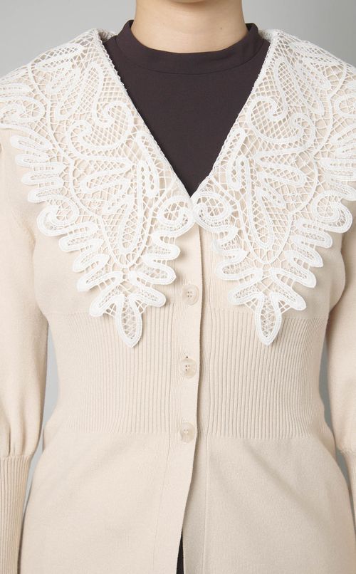 レースカラーニットカーディガン