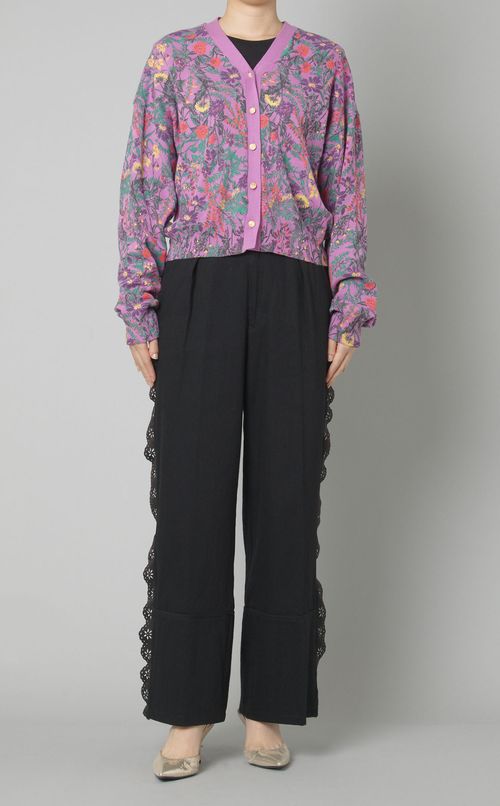 フラワープリントVネックカーディガン