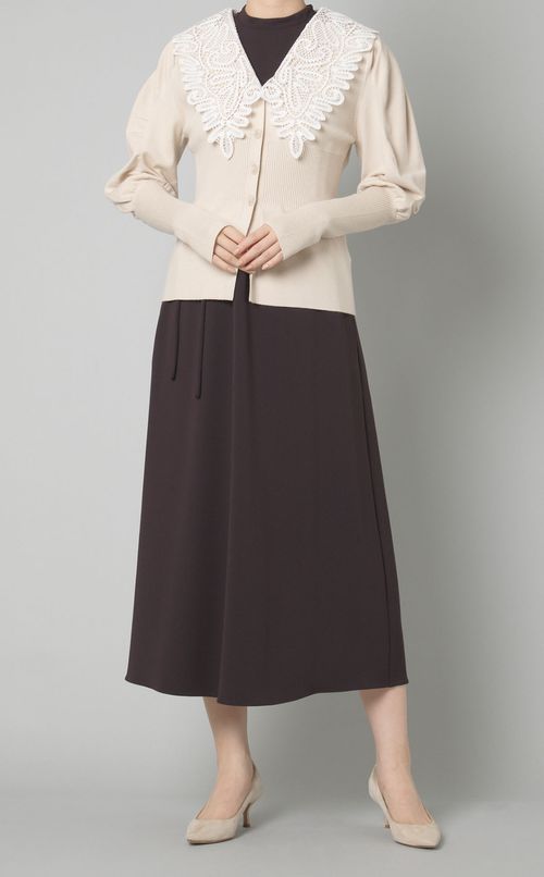 ノースリーブロングベルトワンピース