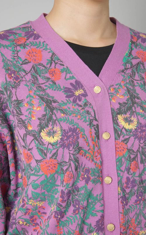 フラワープリントVネックカーディガン