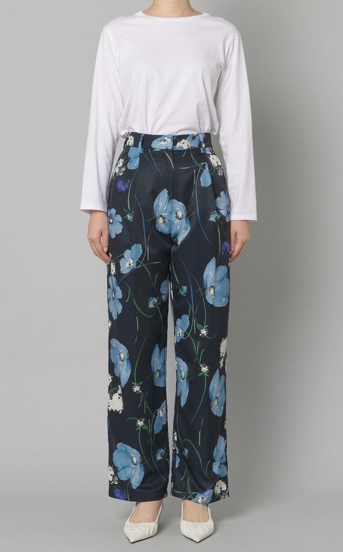 フラワープリントワイドパンツ