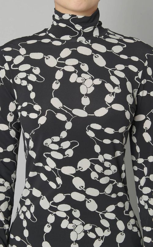 ローププリントハイネックトップス