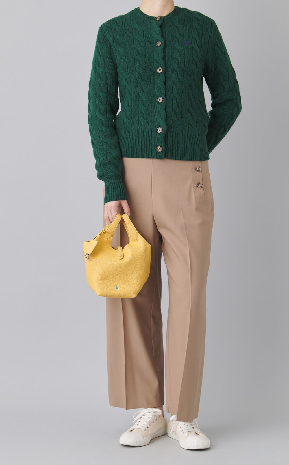 サイドボタンクロップドワイドパンツ