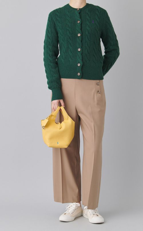 サイドボタンクロップドワイドパンツ