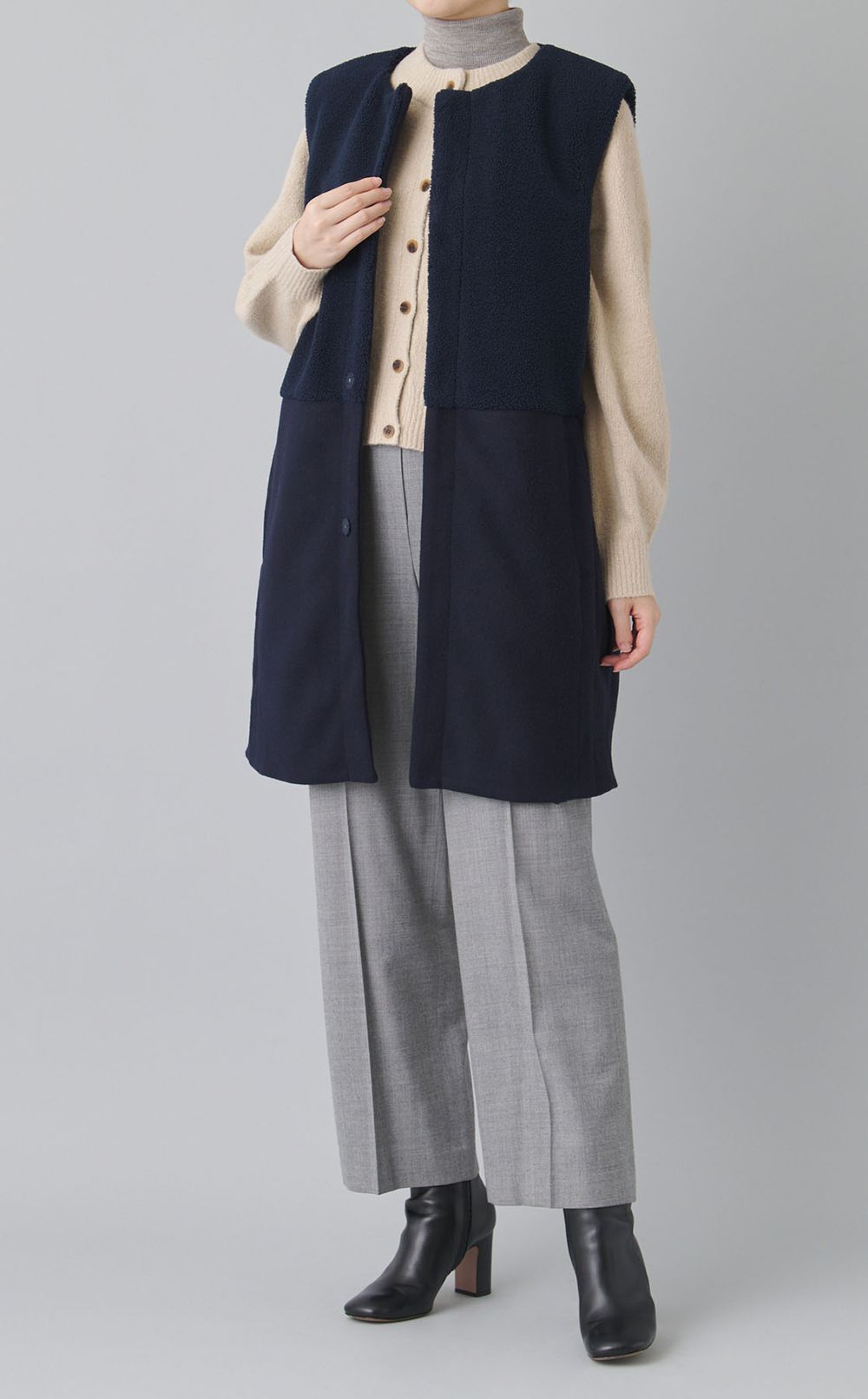 ウール混ワイドパンツ