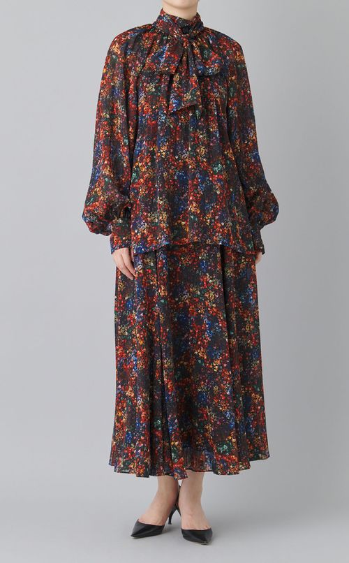 ミニフラワープリントギャザースカート