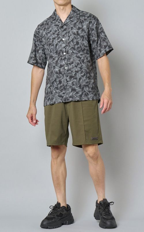 リーフプリントショートスリーブシャツ