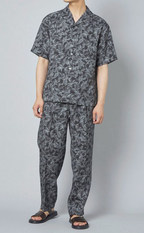 リーフプリントショートスリーブシャツ