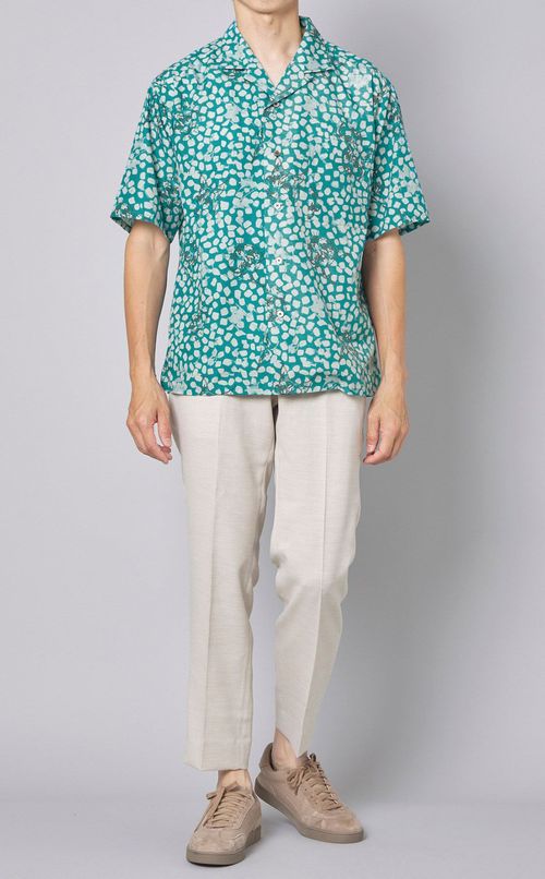 ロンシャンプリントオープンカラーシャツ