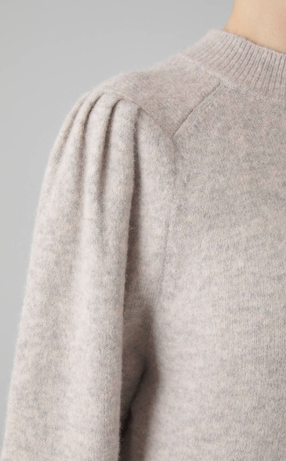 ウールパフスリーブハイネックニット