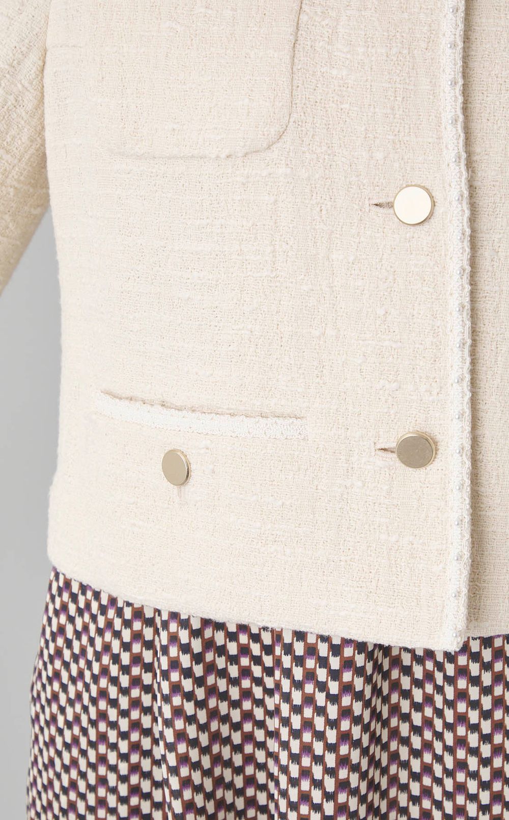 コットンツイードノーカラージャケット