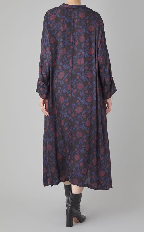 モダールサテンクレマティスプリントドレス