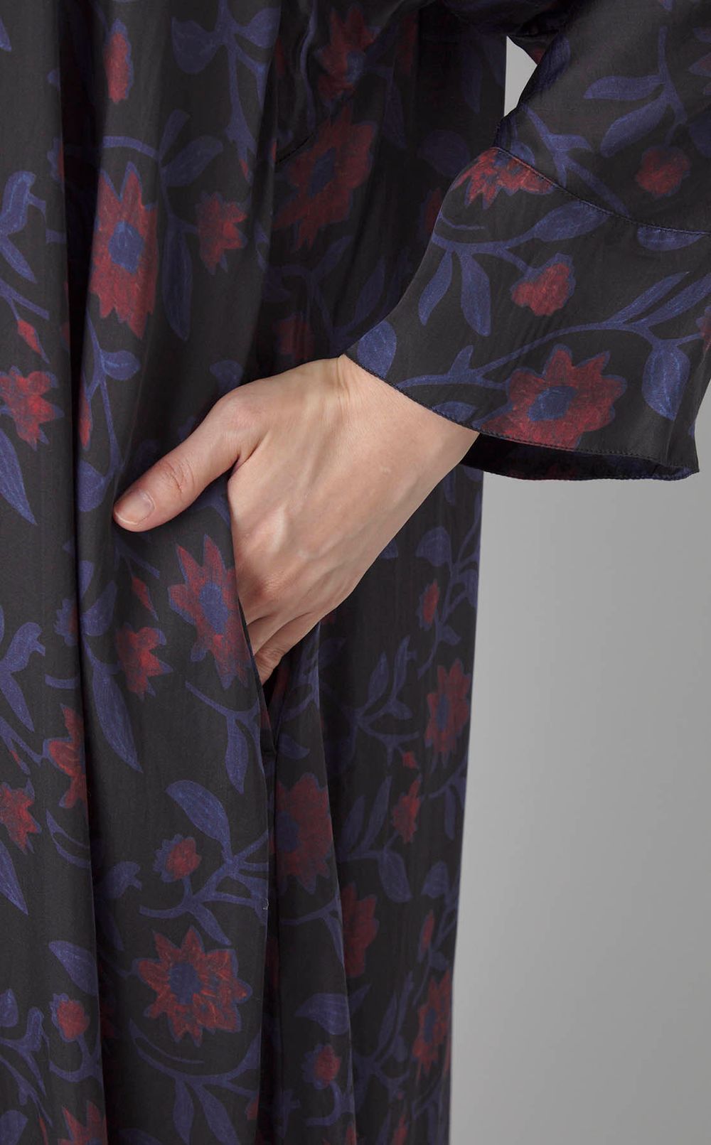 モダールサテンクレマティスプリントドレス