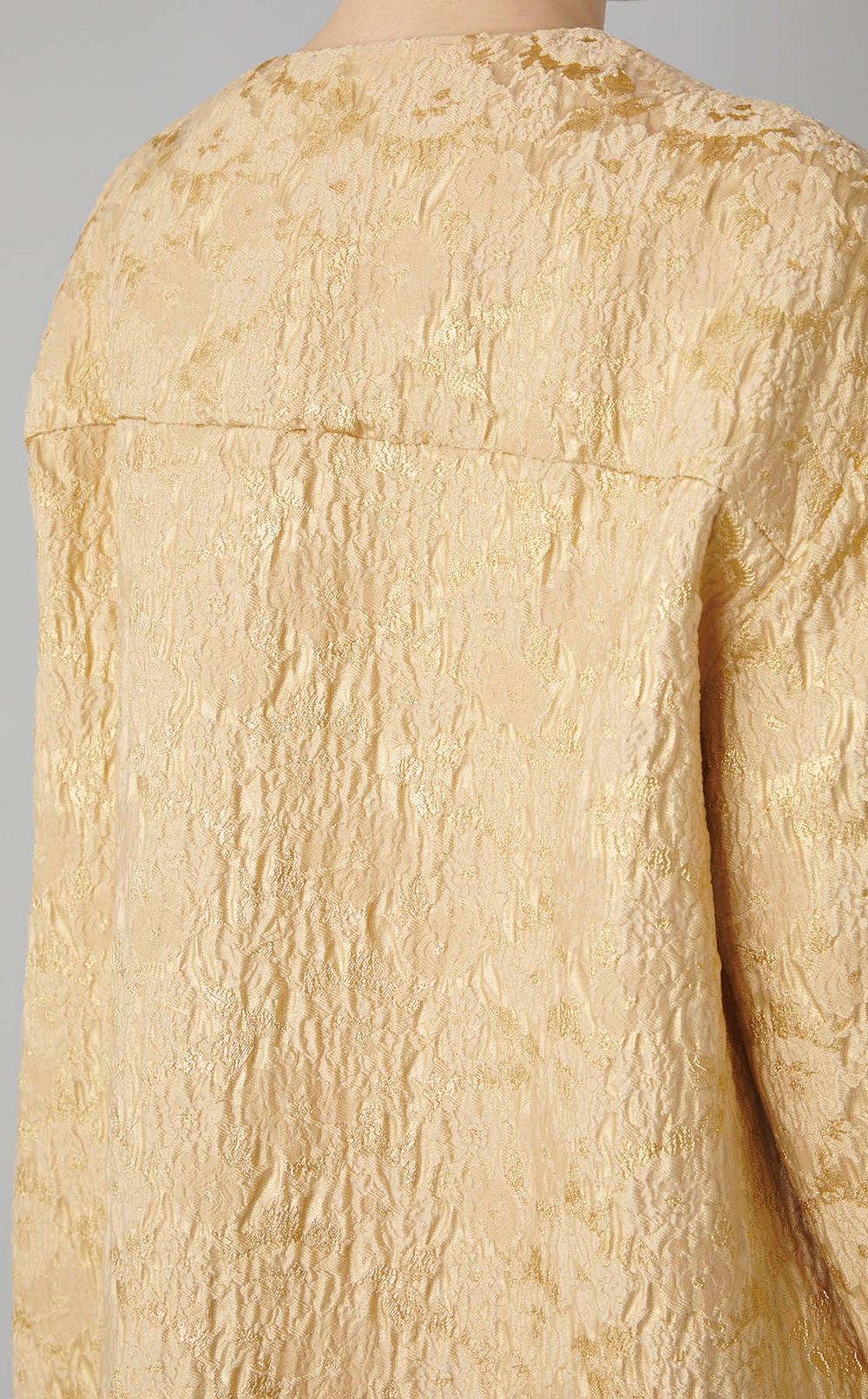 フラワージャガードノーカラーコート