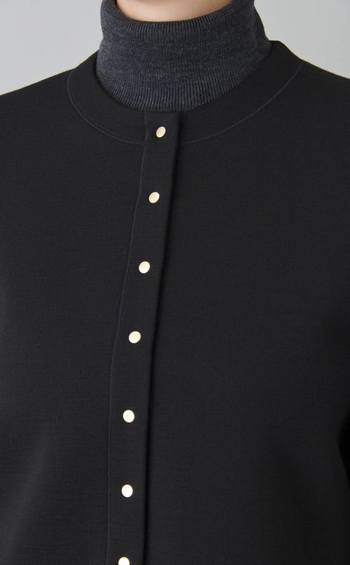 ノーカラードットボタンカーディガン