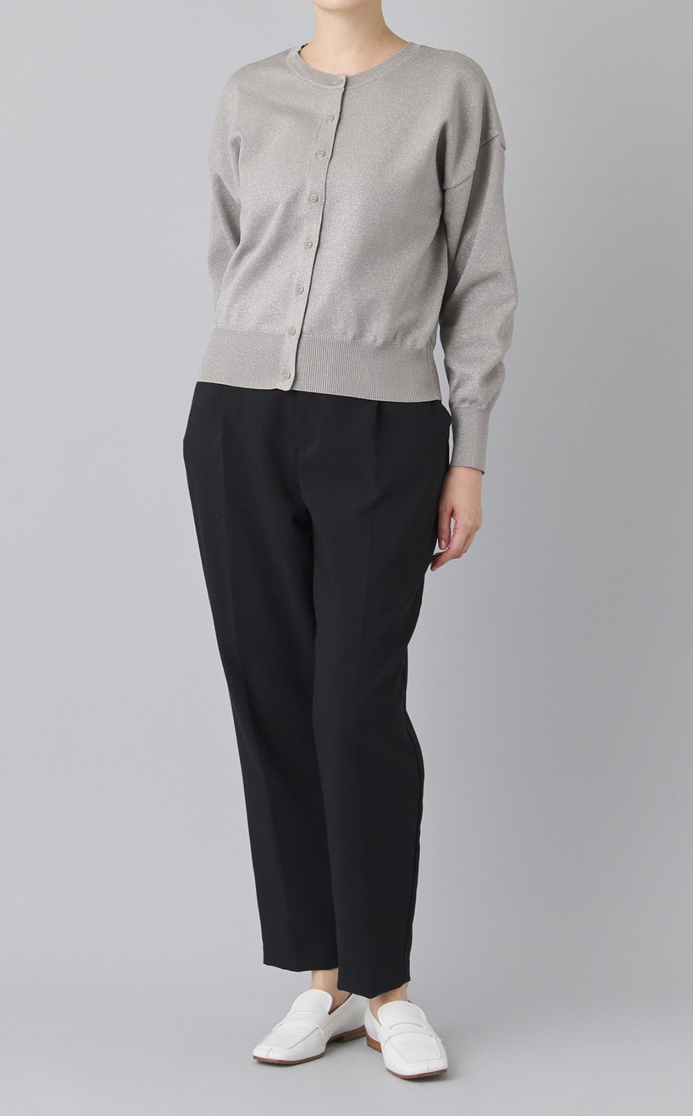 2wayラメ天竺ニットカーディガン