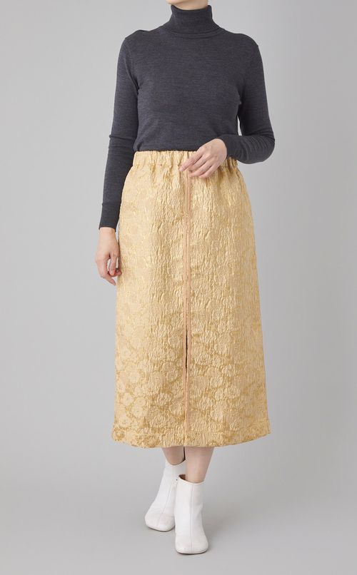 フラワージャガードスリットミディスカート