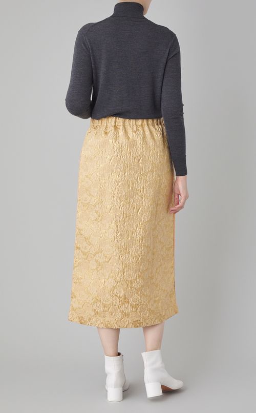 フラワージャガードスリットミディスカート